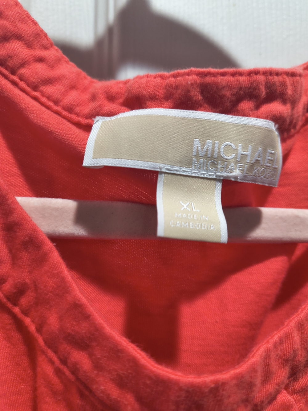 Michael Kors Coralish Pinkish Crewneck Open Shoulders Top